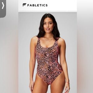 Fabletics Scoop Tie Back Shaping One-Piece Swimsuit M